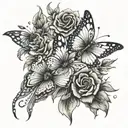 phoenix, rose, butterfly, constant change tattoo design idea