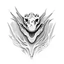 Fossilized dinosaur skeleton emerging from the ground tattoo design idea