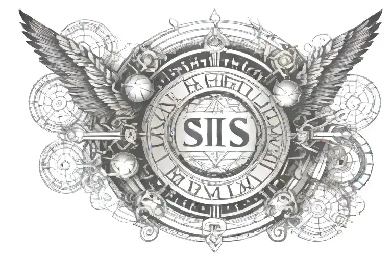 2 sons names and birthdays in Roman numerals tattoo design idea