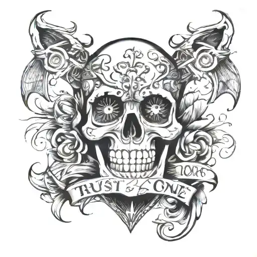 trust no one hand tattoo design idea