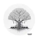 Bodhi tree with leaves inspired by Thai architecture tattoo design idea