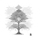 Bodhi tree with leaves inspired by Thai architecture tattoo design idea