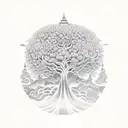 Bodhi tree with leaves inspired by Thai architecture tattoo design idea