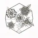 round floral patterns polygon tattoo design idea