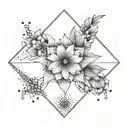 round floral patterns polygon tattoo design idea