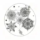 round floral patterns polygon tattoo design idea