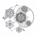 round floral patterns polygon tattoo design idea