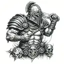 a gladiator with memento mori tattoo design idea