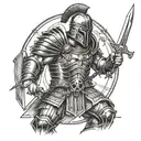 a gladiator with memento mori tattoo design idea