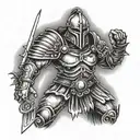 a gladiator with memento mori tattoo design idea