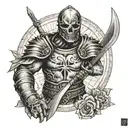 a gladiator with memento mori tattoo design idea