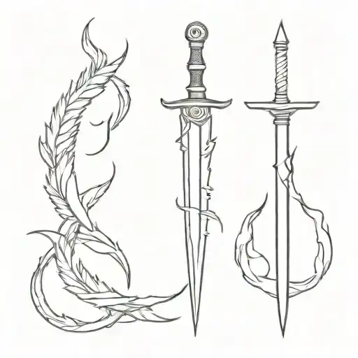 dagger with  cemi colon  tattoo design idea
