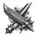 dagger with  cemi colon  tattoo design idea