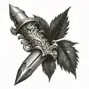 dagger with  cemi colon  tattoo design idea
