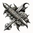 dagger with  cemi colon  tattoo design idea