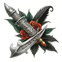 dagger with  cemi colon  tattoo design idea
