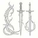 dagger with  cemi colon  tattoo design idea