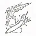 dagger with  cemi colon  tattoo design idea