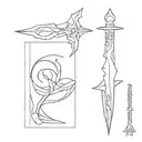 dagger with  cemi colon  tattoo design idea