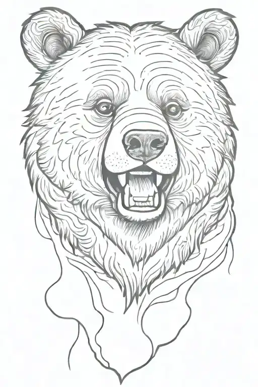 bear smiling cartoon character playing tattoo design idea