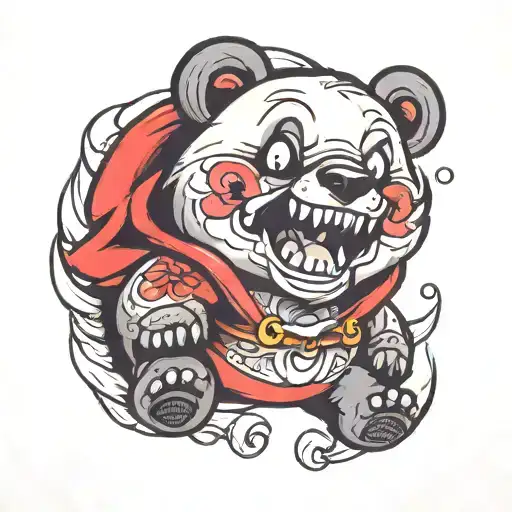 cartoon bear with Narling teeth cute girl tattoo design idea