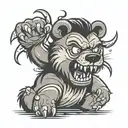 cartoon bear with Narling teeth claws tattoo design idea