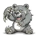 cartoon bear with Narling teeth claws tattoo design idea