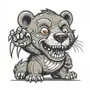 cartoon bear with Narling teeth claws tattoo design idea