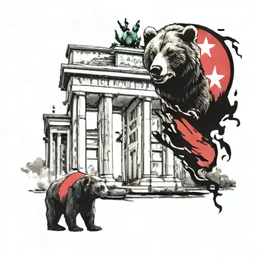 berlin bear brandenburger tor and albanian flag tattoo design idea