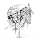 roman spear with colosseium  tattoo design idea