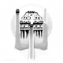 roman spear with colosseium  tattoo design idea