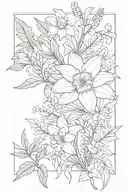 Daffodil, quail, fern, ivy, sunflower tattoo tattoo design idea