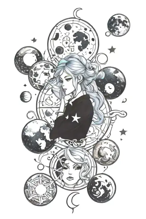 Different Moon Phases tattoo design idea