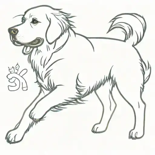 golden retriever play with nintendo ds tattoo design idea