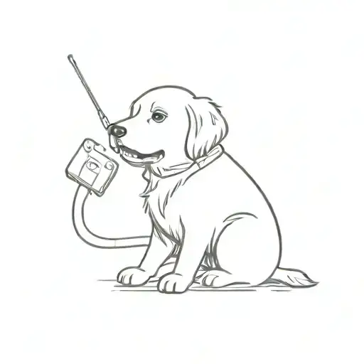 golden retriever playing nintendo tattoo design idea