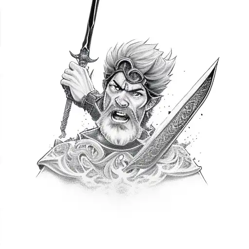 Asta wielding his anti-magic sword tattoo design idea