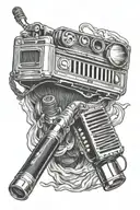 harmonica and microphone tattoo design idea