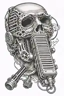harmonica and microphone tattoo design idea