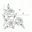 window and roses tattoo design idea