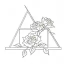 window and roses tattoo design idea
