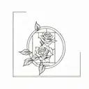 window and roses tattoo design idea
