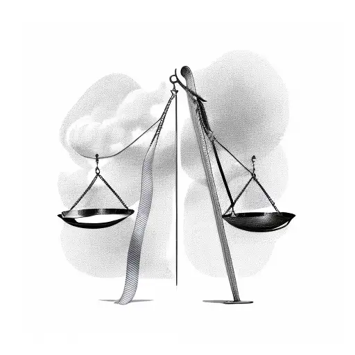 A lawyer's scale of justice intertwined with a Cancer ribbon tattoo design idea