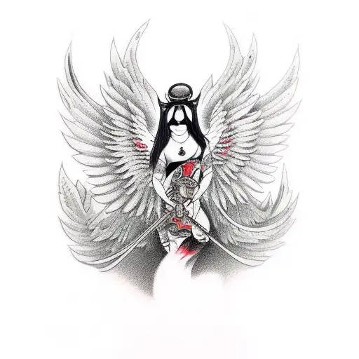Wounded angel tattoo design idea