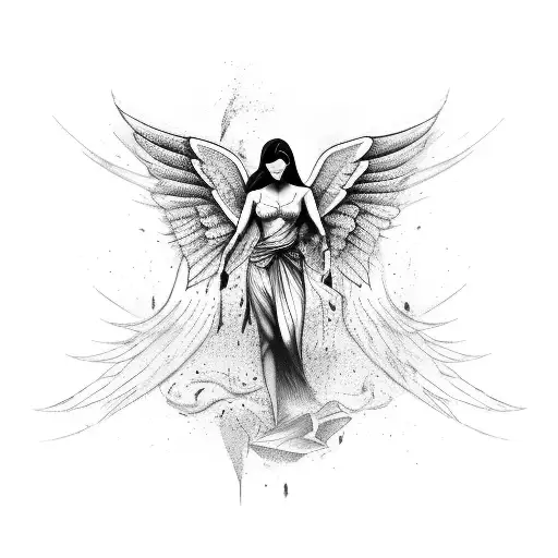 Wounded angel tattoo design idea