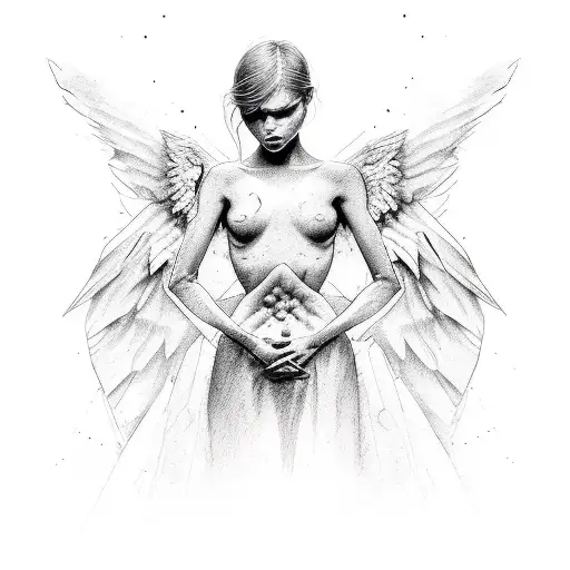 Wounded angel tattoo design idea