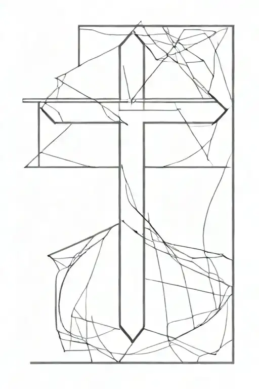 cross tattoo sharp lines tattoo design idea