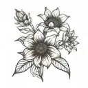 Lily flower with 3 sunflowers  tattoo design idea
