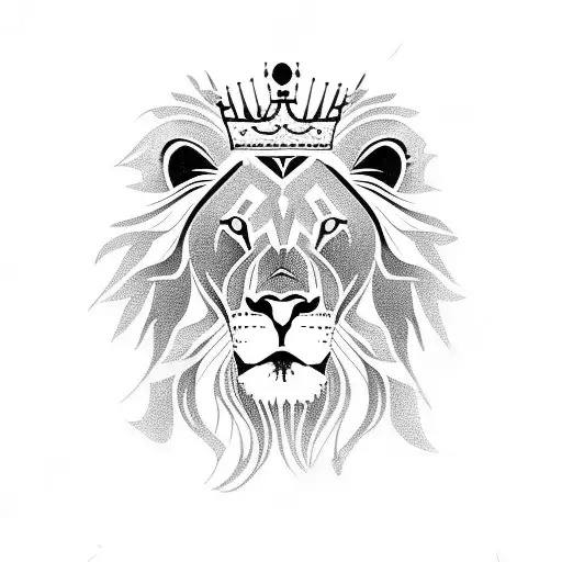 lion with a crown holding a clock tattoo design idea