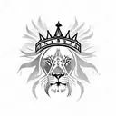 lion with a crown holding a clock tattoo design idea