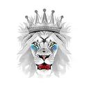 lion with a crown roaring while holding a clock tattoo design idea